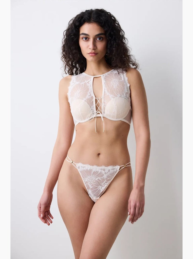 Soutien-gorge halter rembourré eyelash penti Crème - Kiabi