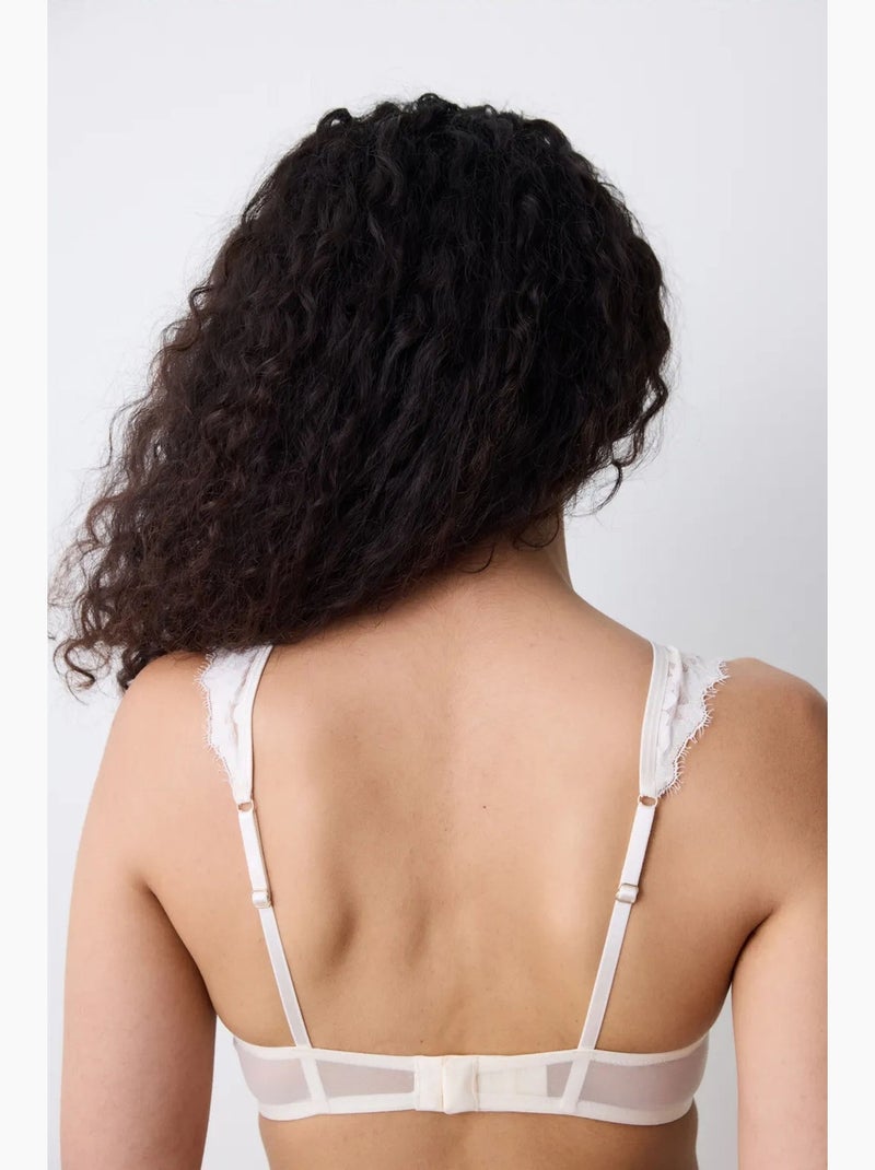 Soutien-gorge halter rembourré eyelash penti Crème - Kiabi
