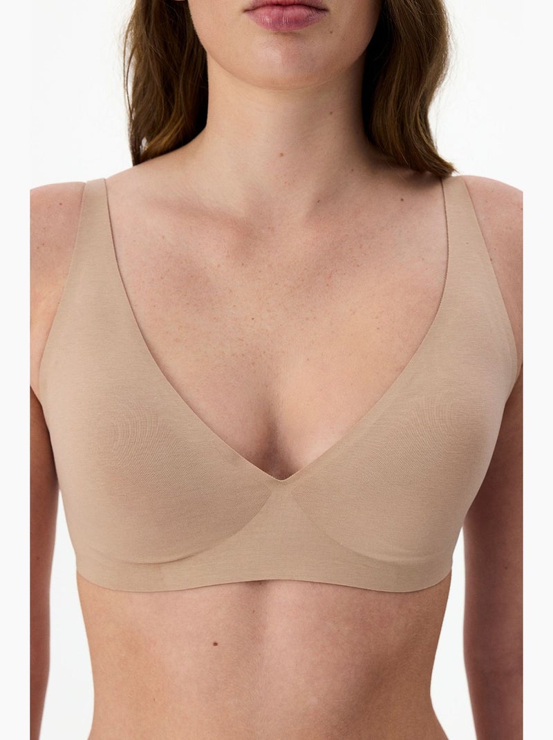 Soutien-gorge hours decollette sans traces, à coussinets amovibles penti Beige argile - Kiabi