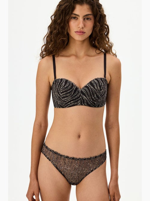 Soutien-gorge lotus broidery à motif serpent et rembourré penti - Kiabi