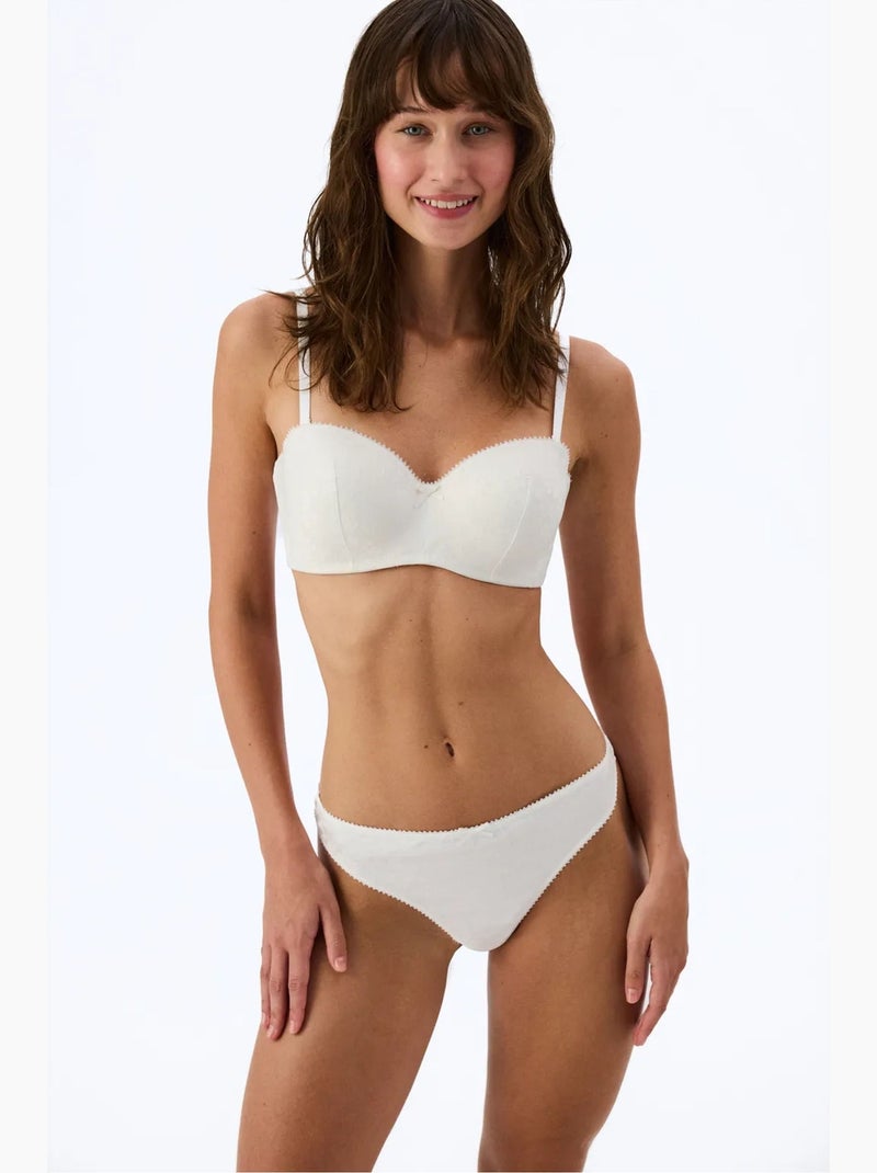 Soutien-gorge lotus cassé en satin fleuri, avec rembourrage penti Blanc - Kiabi