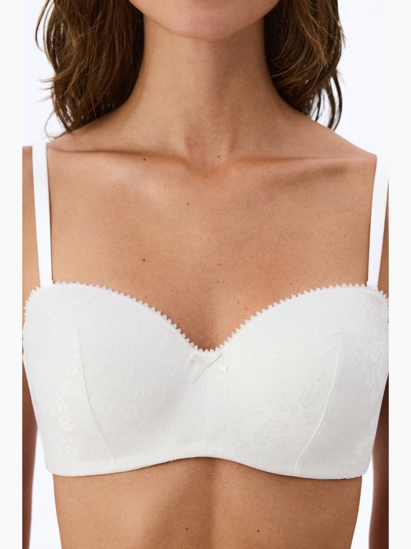 Soutien-gorge lotus cassé en satin fleuri, avec rembourrage penti Blanc - Kiabi