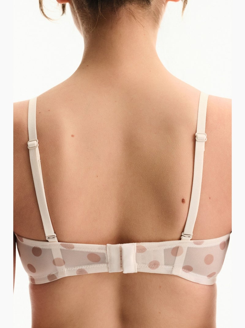 Soutien-gorge lotus mesh à pois, rembourré penti Crème - Kiabi