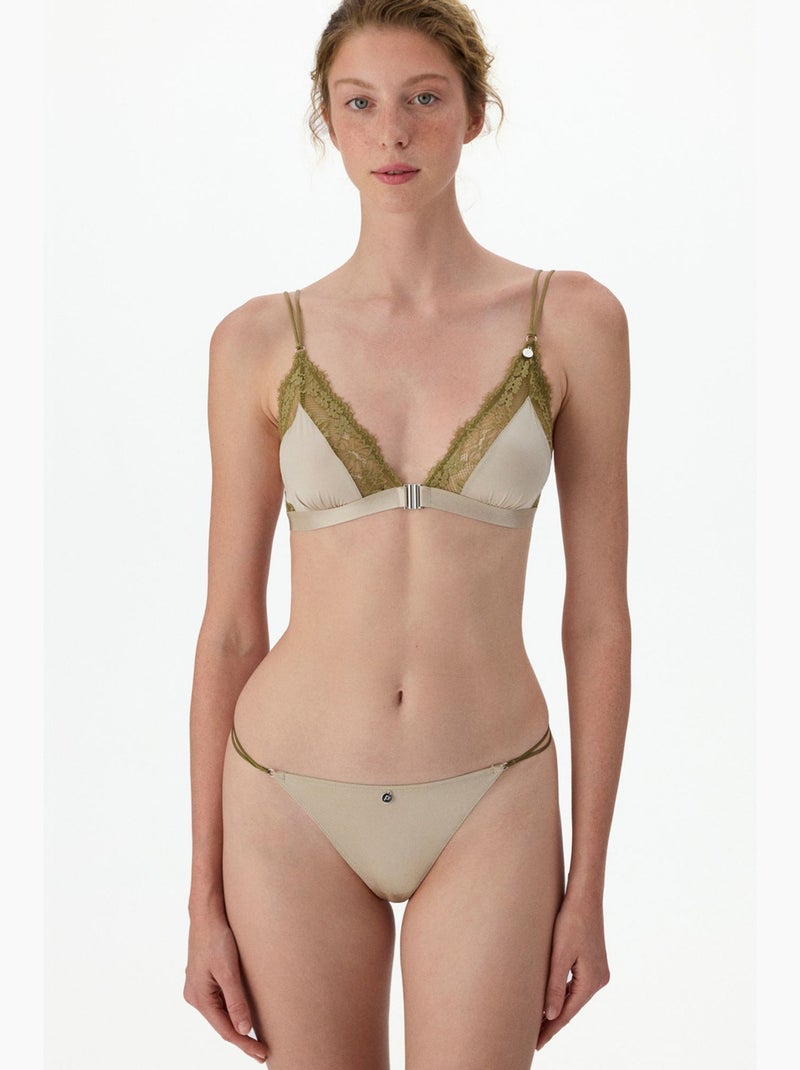 Soutien-gorge micro femme dentelle triangle penti Beige argile - Kiabi