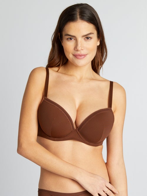 Soutien-gorge microfibre à fines rayures ajourées D&E - Kiabi