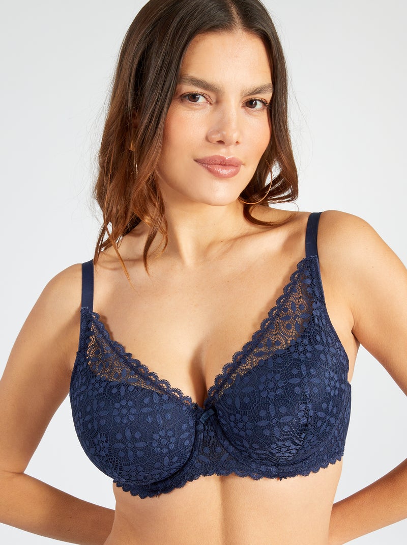 Soutien-gorge paddé bonnet D&E bleu noir - Kiabi