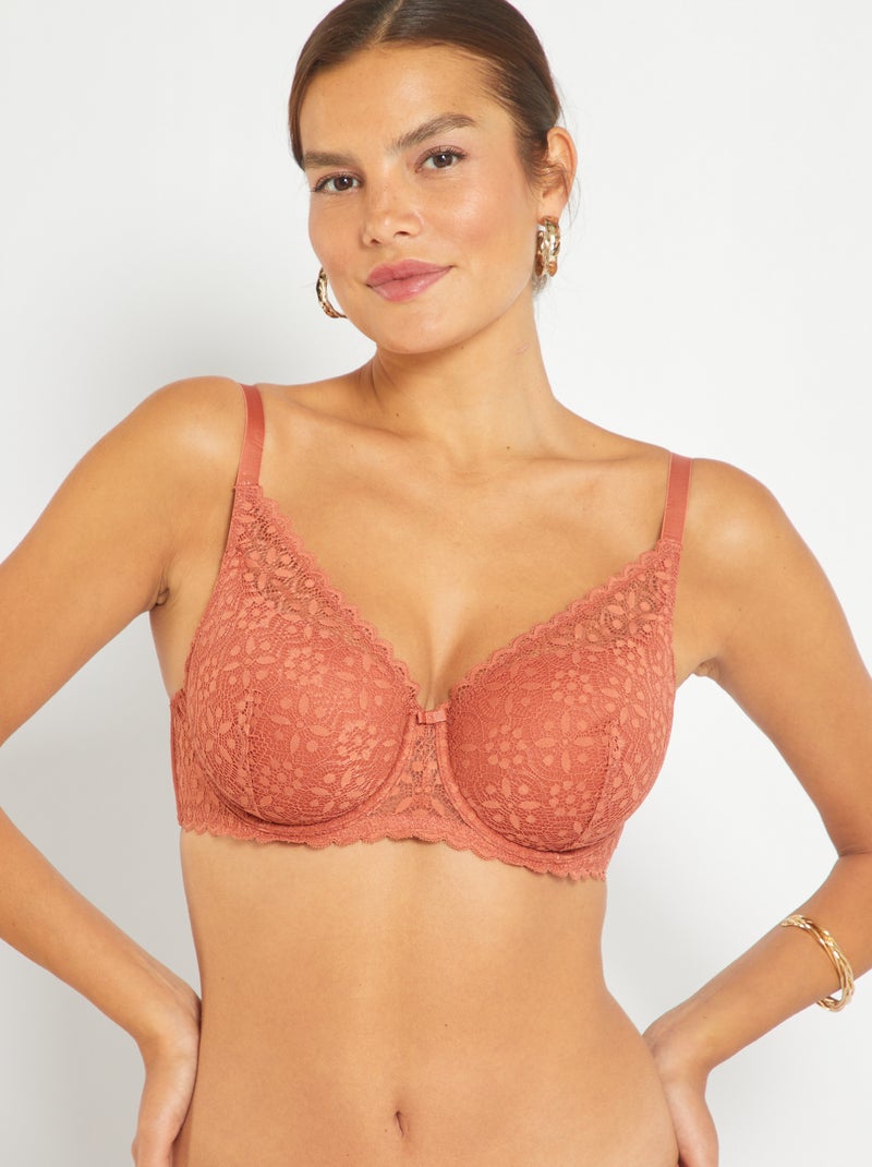 Soutien-gorge paddé bonnet D&E bois de rose - Kiabi
