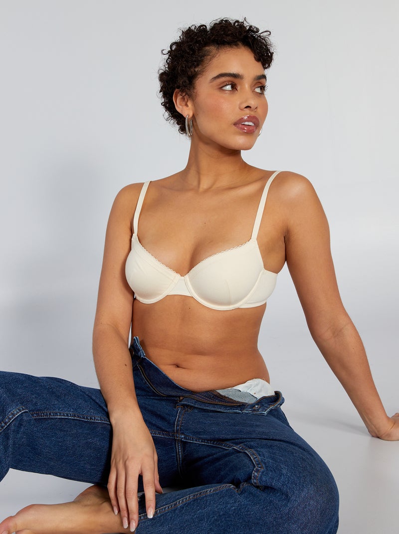 Soutien-gorge paddé coton Beige - Kiabi