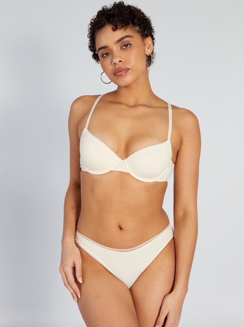 Soutien-gorge paddé coton Beige - Kiabi