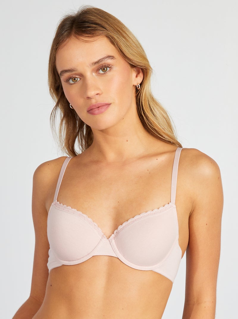 Soutien-gorge paddé coton Rose poudré - Kiabi