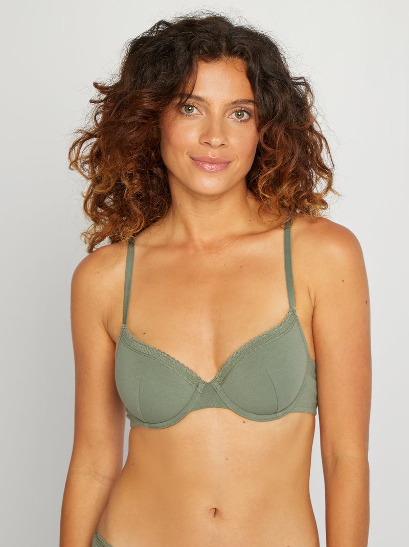 Soutien-gorge paddé coton Vert - Kiabi