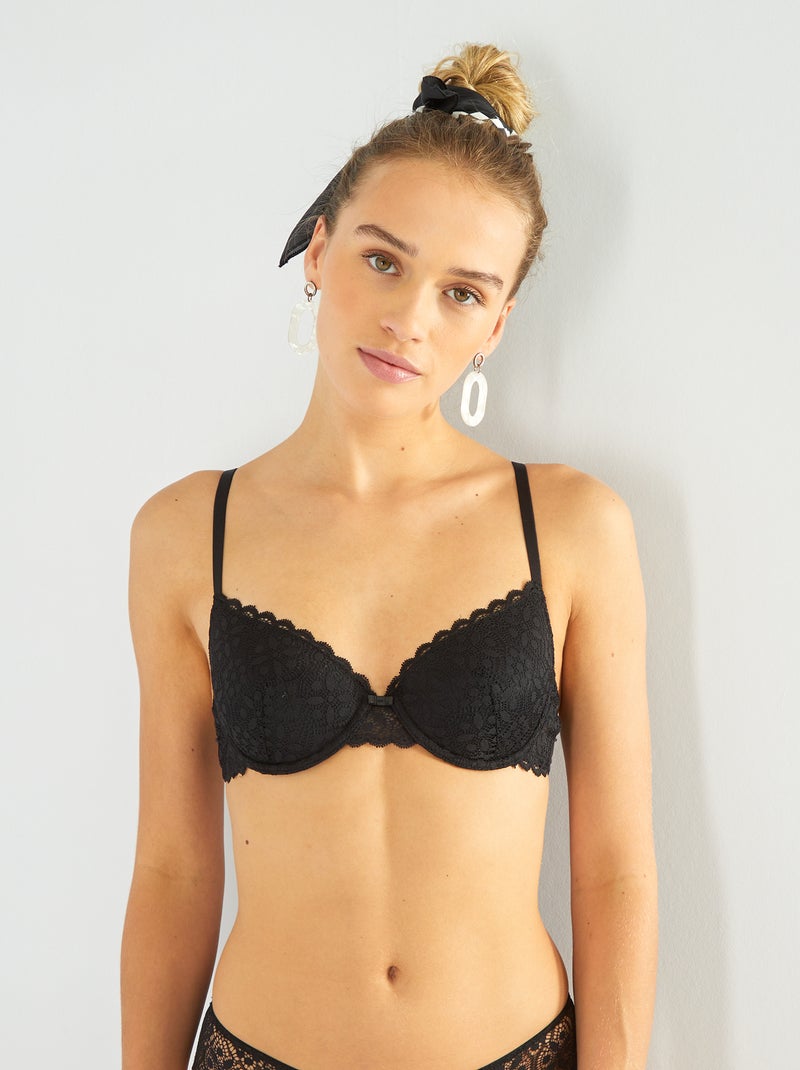 Soutien-gorge paddé dentelle Noir - Kiabi