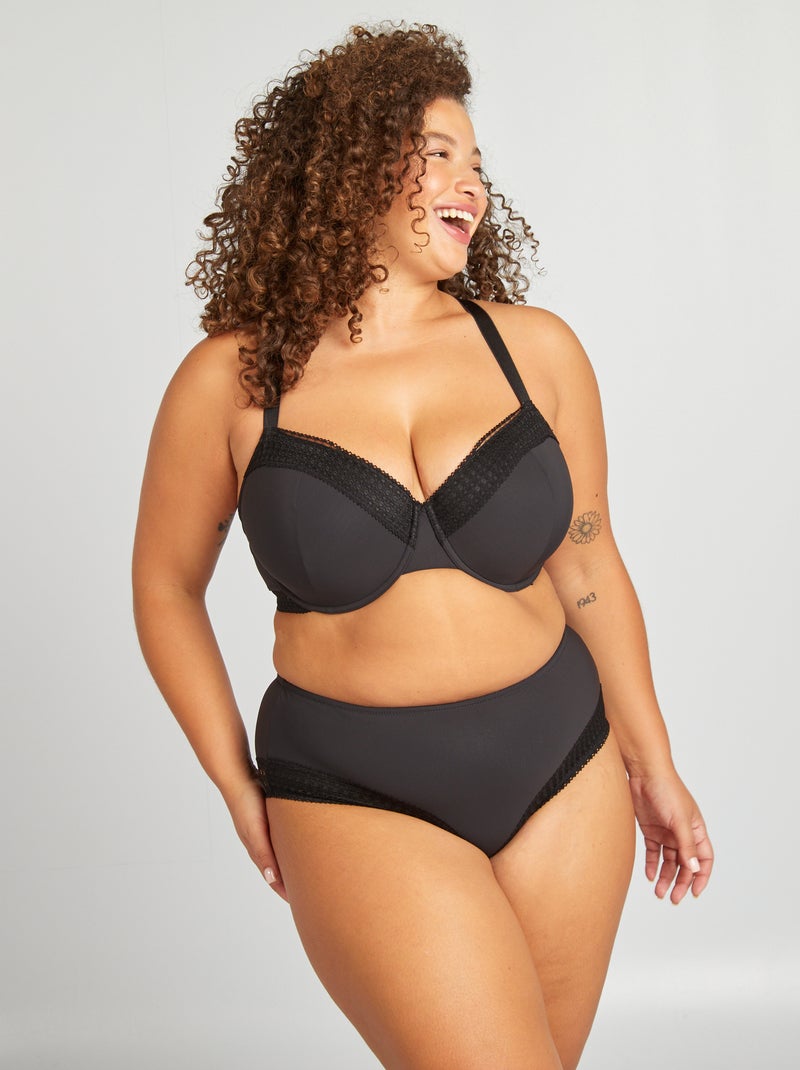 Soutien-gorge paddé en dentelle noir - Kiabi