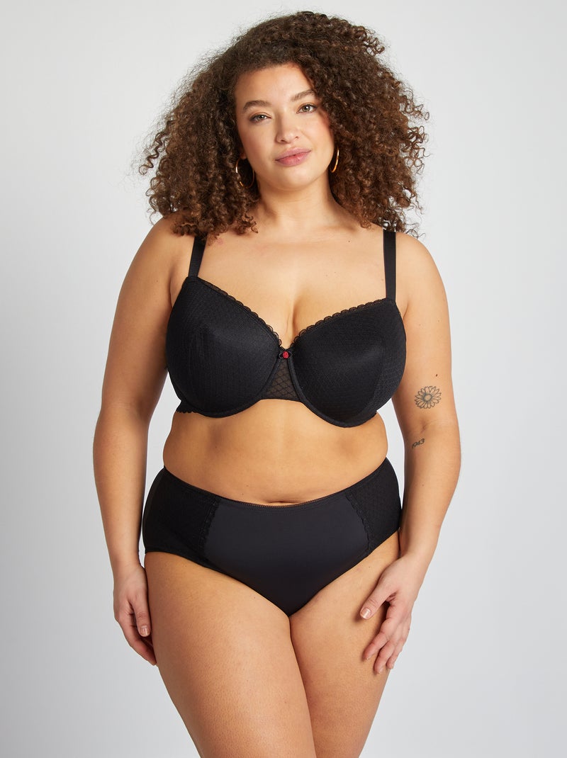 Soutien-gorge paddé en dentelle noir - Kiabi