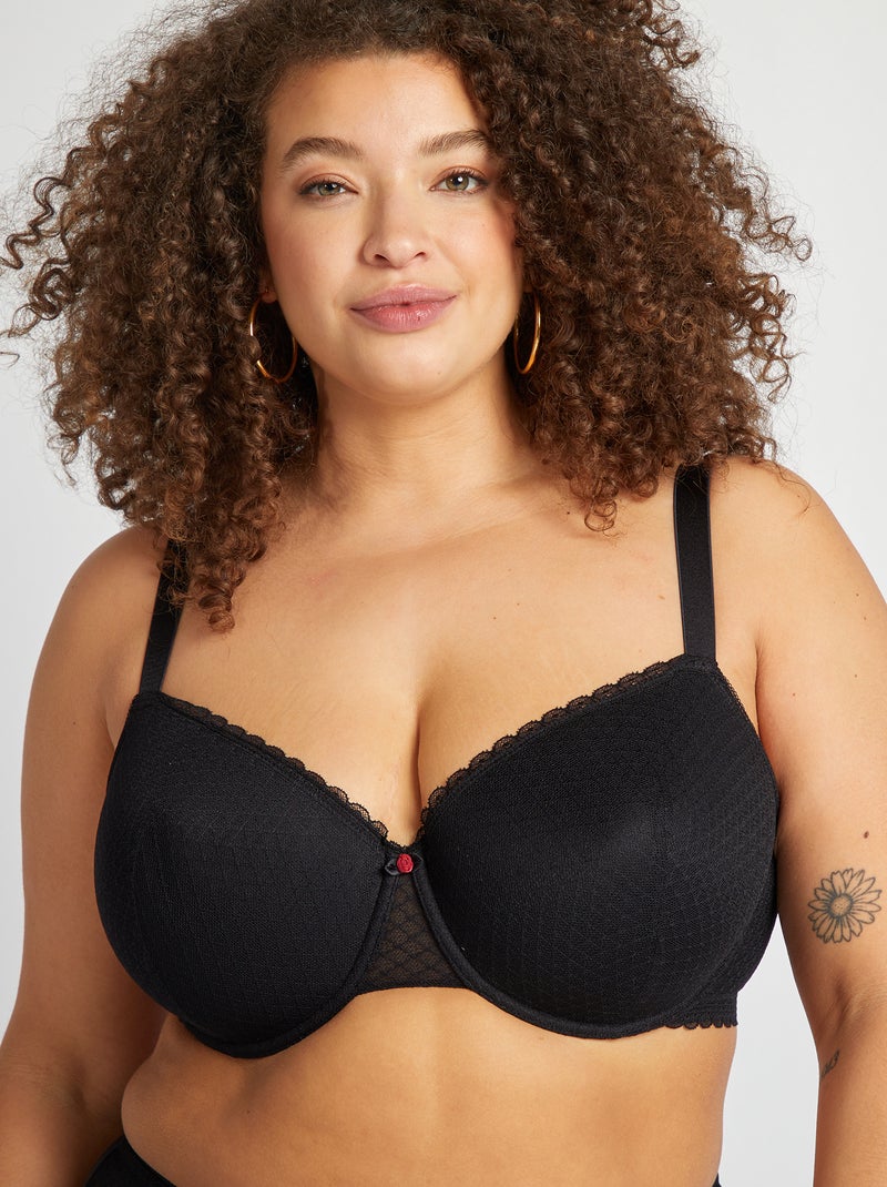 Soutien-gorge paddé en dentelle noir - Kiabi