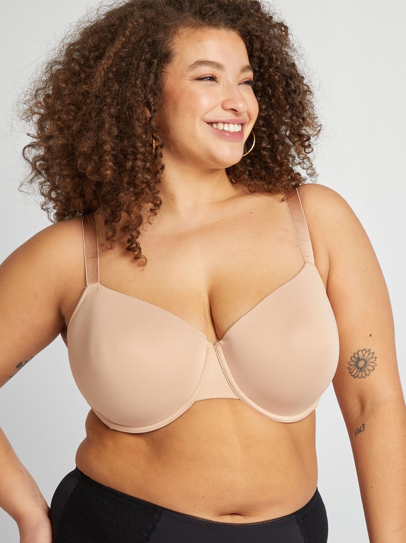 Soutien-gorge paddé en microfibre Beige - Kiabi