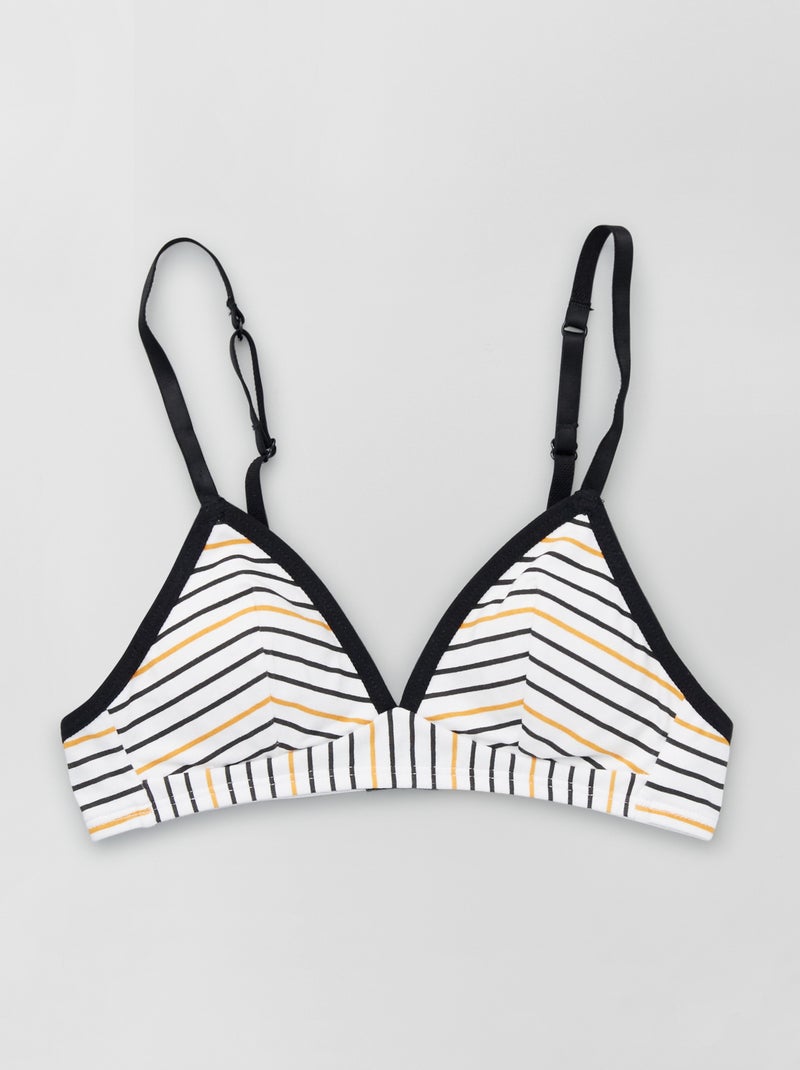Soutien-gorge paddé 'Petit béguin' blanc/noir - Kiabi
