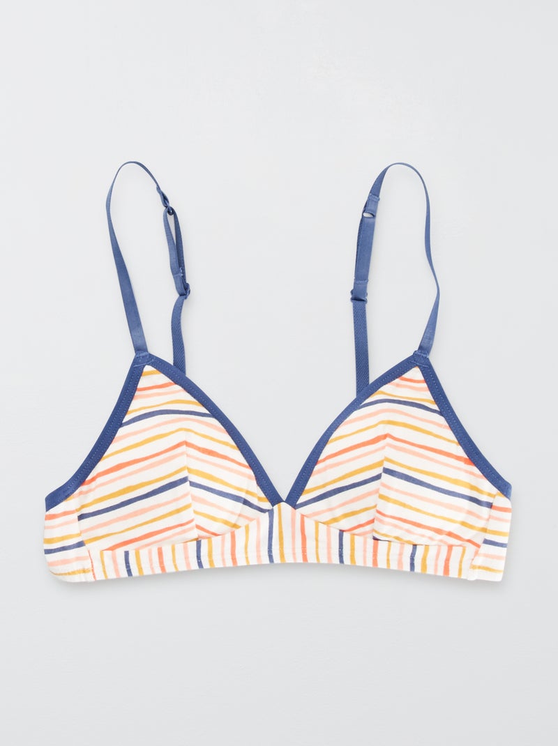 Soutien-gorge paddé 'Petit béguin' blanc/violet/rose - Kiabi