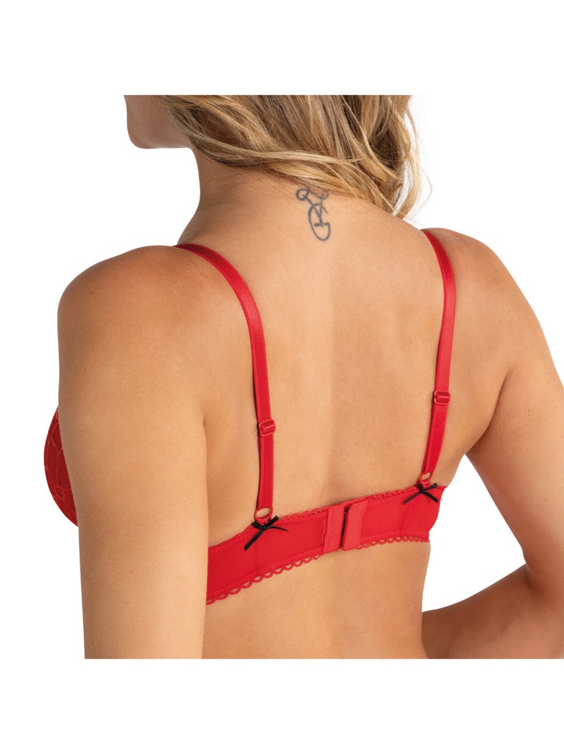 Soutien-gorge plongeant à armatures Love Mood Pretty Passio Rouge - Kiabi