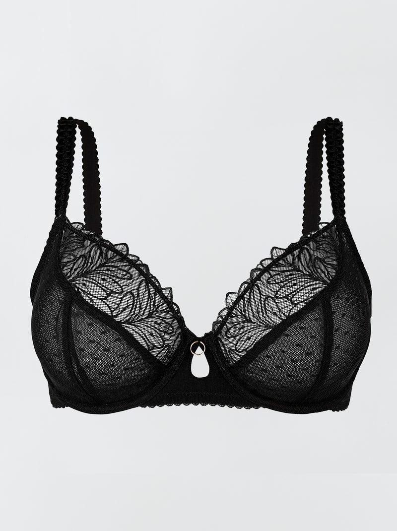 Soutien-gorge plongeant en dentelle avec armatures 'Sans Complexe' Noir - Kiabi