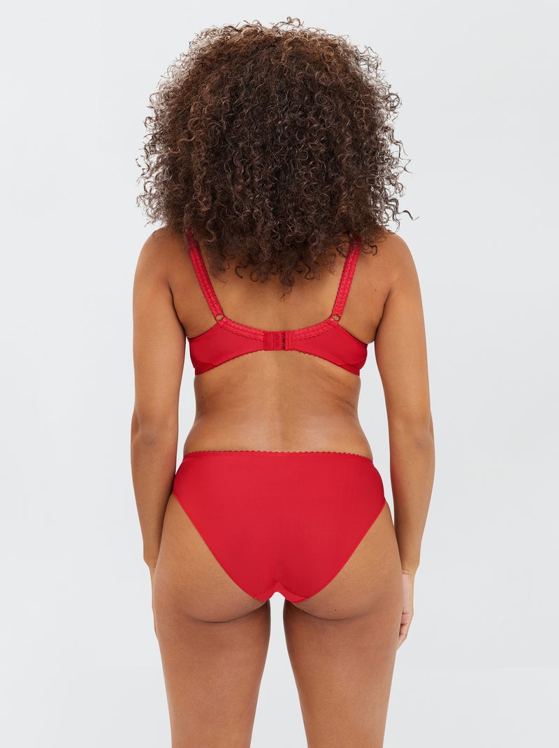 Soutien-gorge plongeant en dentelle avec armatures 'Sans Complexe' Rouge - Kiabi