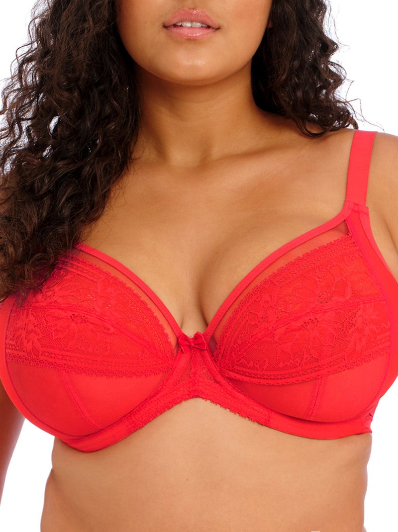 Soutien-gorge plongeant grande taille à armatures Kendra Rouge - Kiabi