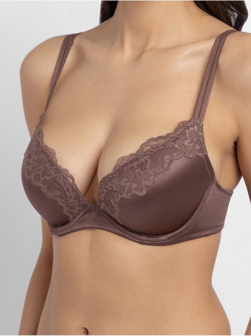 Soutien-gorge plongeant micro push up brillant origins Dorina Marron - Kiabi