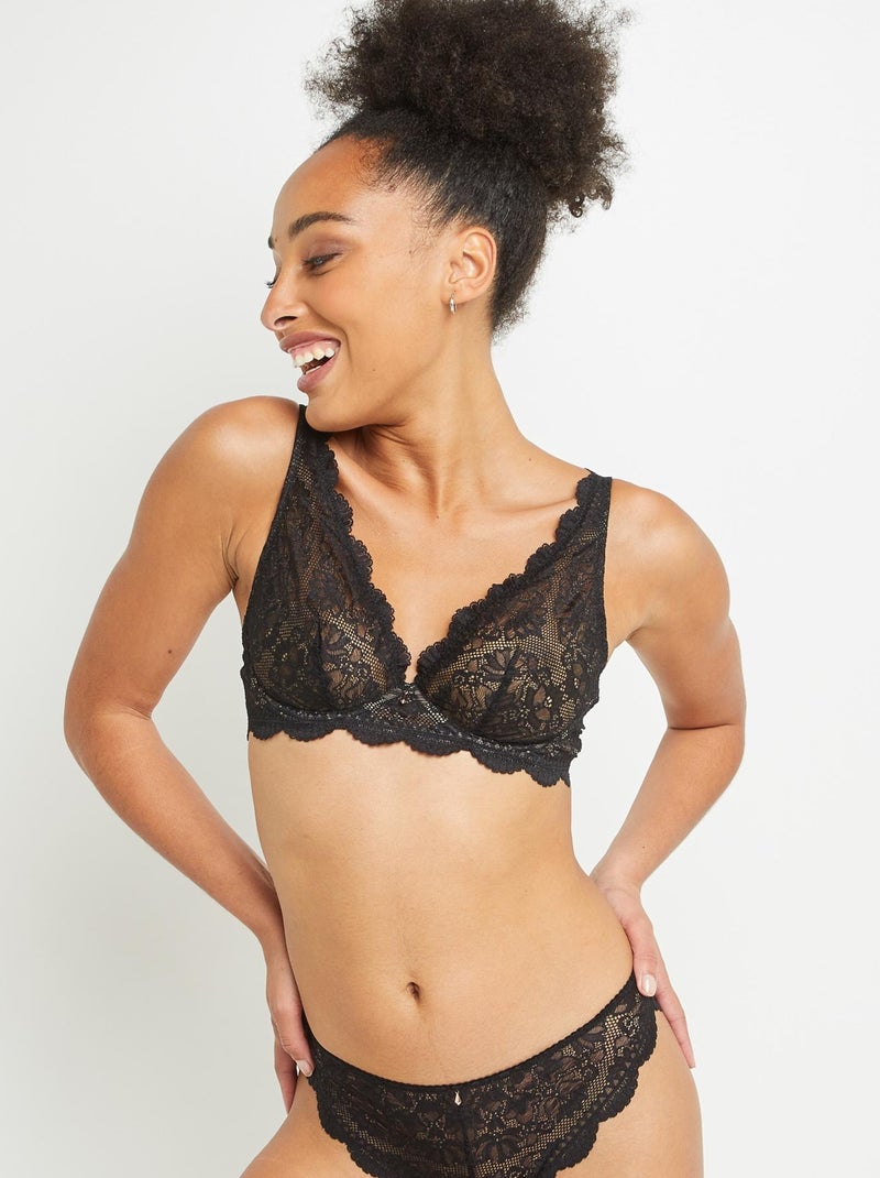 Soutien-gorge plunge dentelle Amelie - RougeGorge Lingerie Noir - Kiabi
