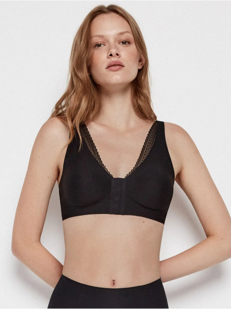 Soutien-gorge post-opératoire sans armature et mousse amovible Noir - Kiabi