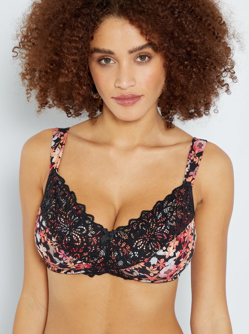 Soutien-gorge post opératoire 'Sans Complexe' noir imprimé - Kiabi