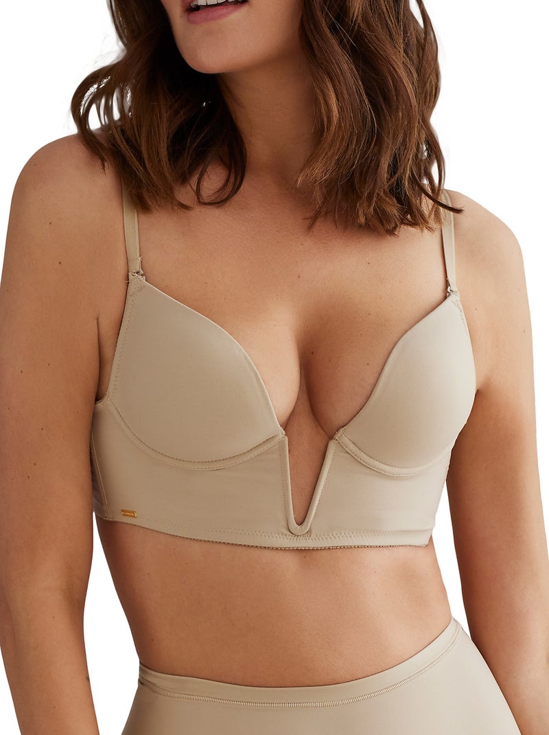 Soutien-gorge préformé décolleté profond Curves Beige - Kiabi