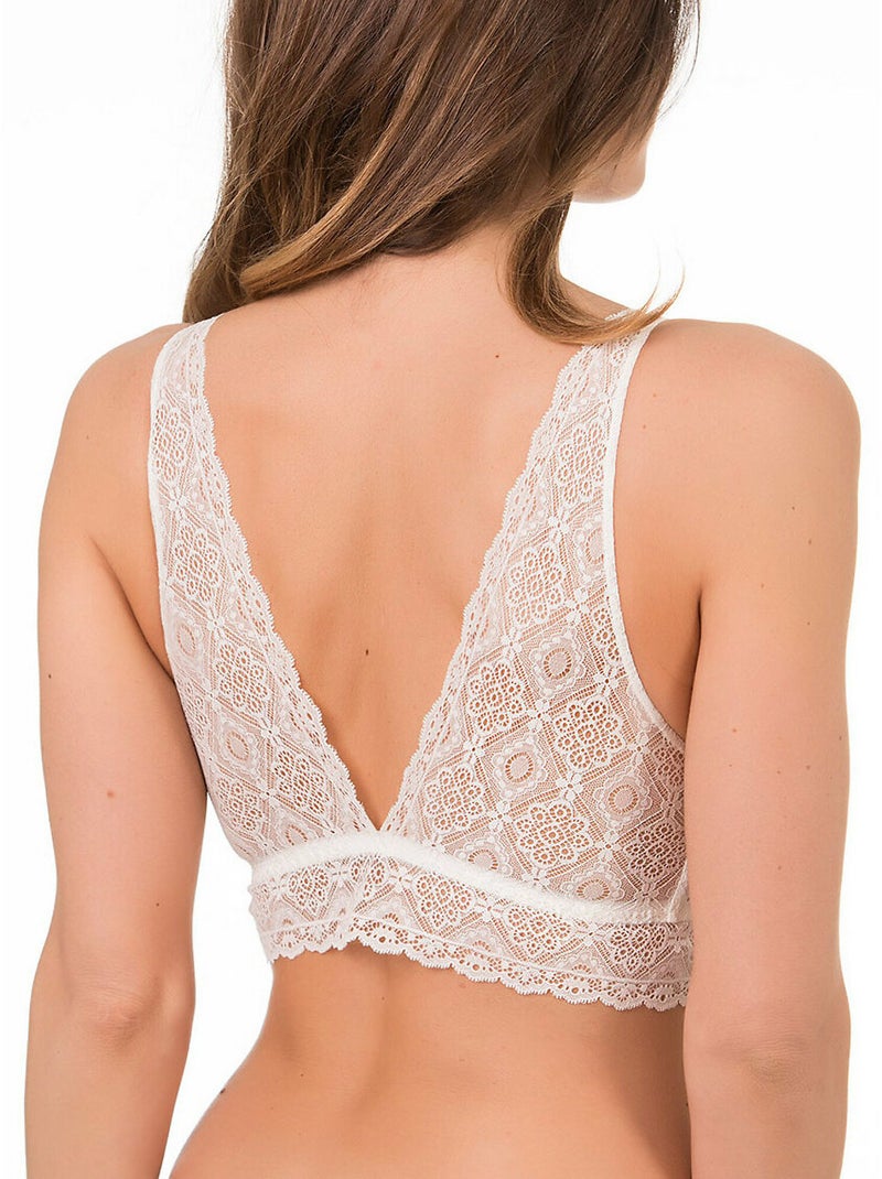 Soutien-gorge préformé décolleté profond Frida Ecru - Kiabi