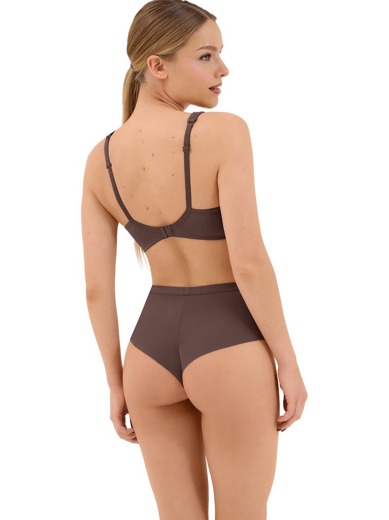 Soutien-gorge préformé décolleté profond sans armatures Maya Marron chocolat - Kiabi