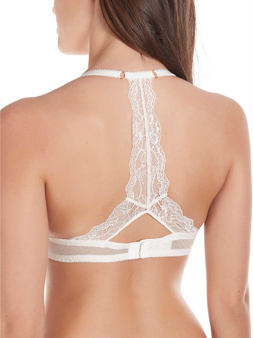 Soutien-gorge préformé semi-bralette plongeant Majonia mariage ivoire - Kiabi