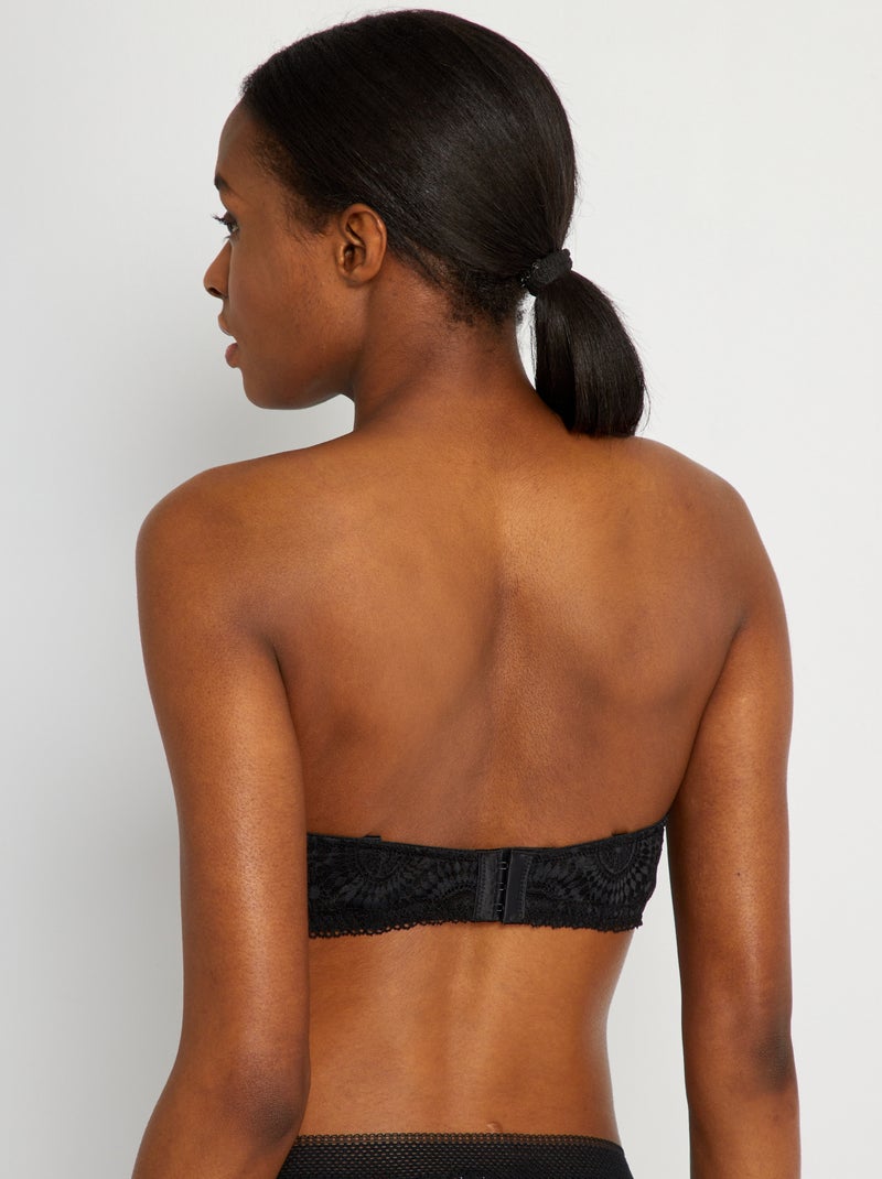 Soutien-gorge push-up bandeau dentelle noir - Kiabi
