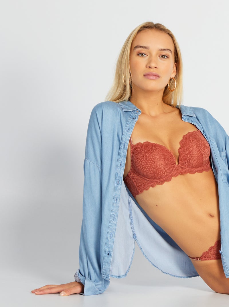 Soutien-gorge push-up dentelle Ocre - Kiabi