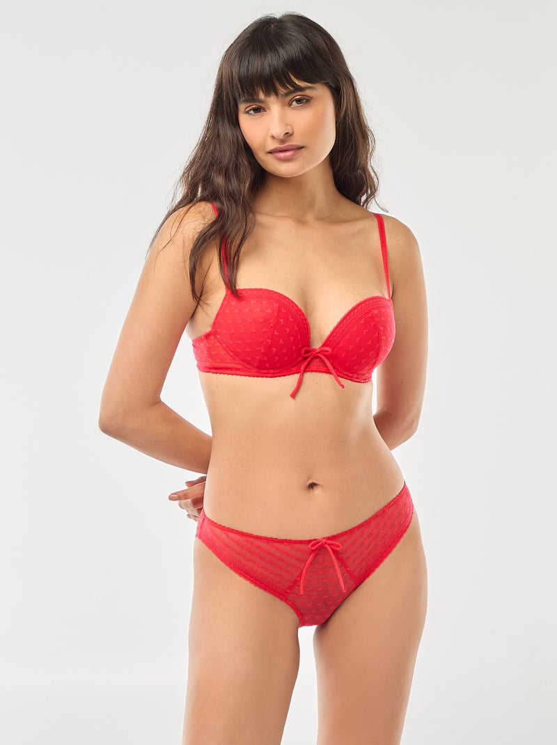 Soutien-gorge push up en dentelle - Saint-Valentin Rouge - Kiabi