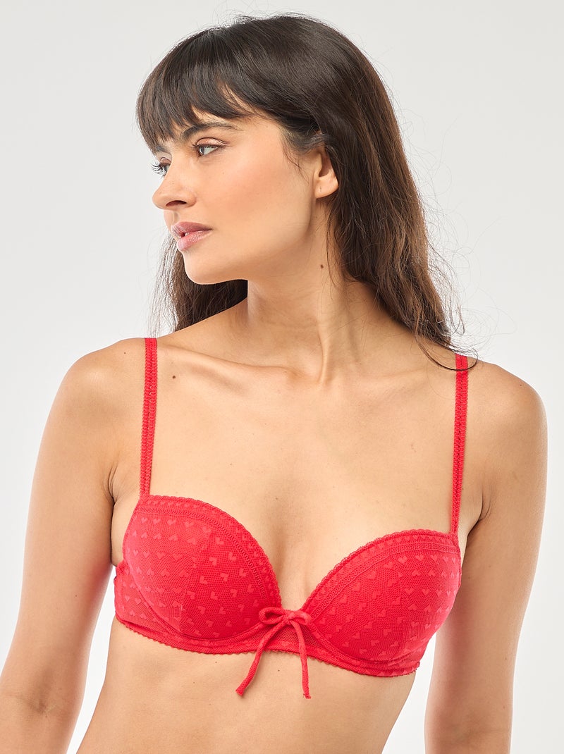 Soutien-gorge push up en dentelle - Saint-Valentin Rouge - Kiabi