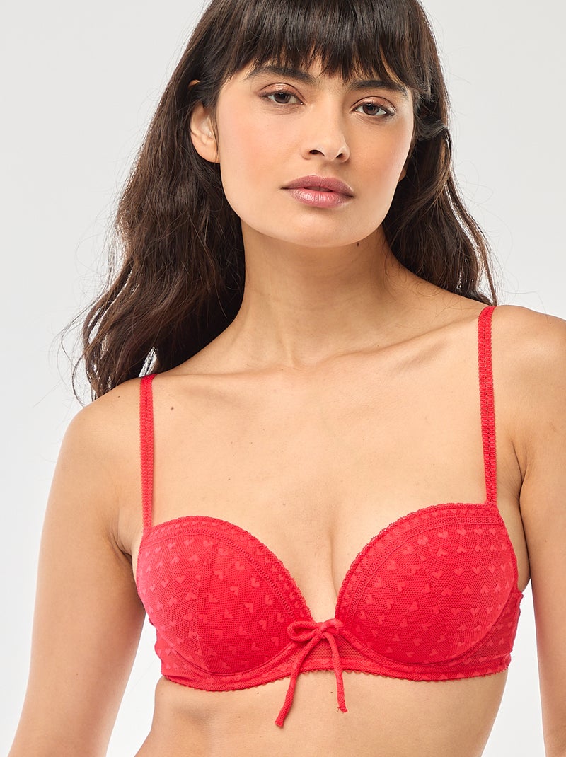 Soutien-gorge push up en dentelle - Saint-Valentin Rouge - Kiabi
