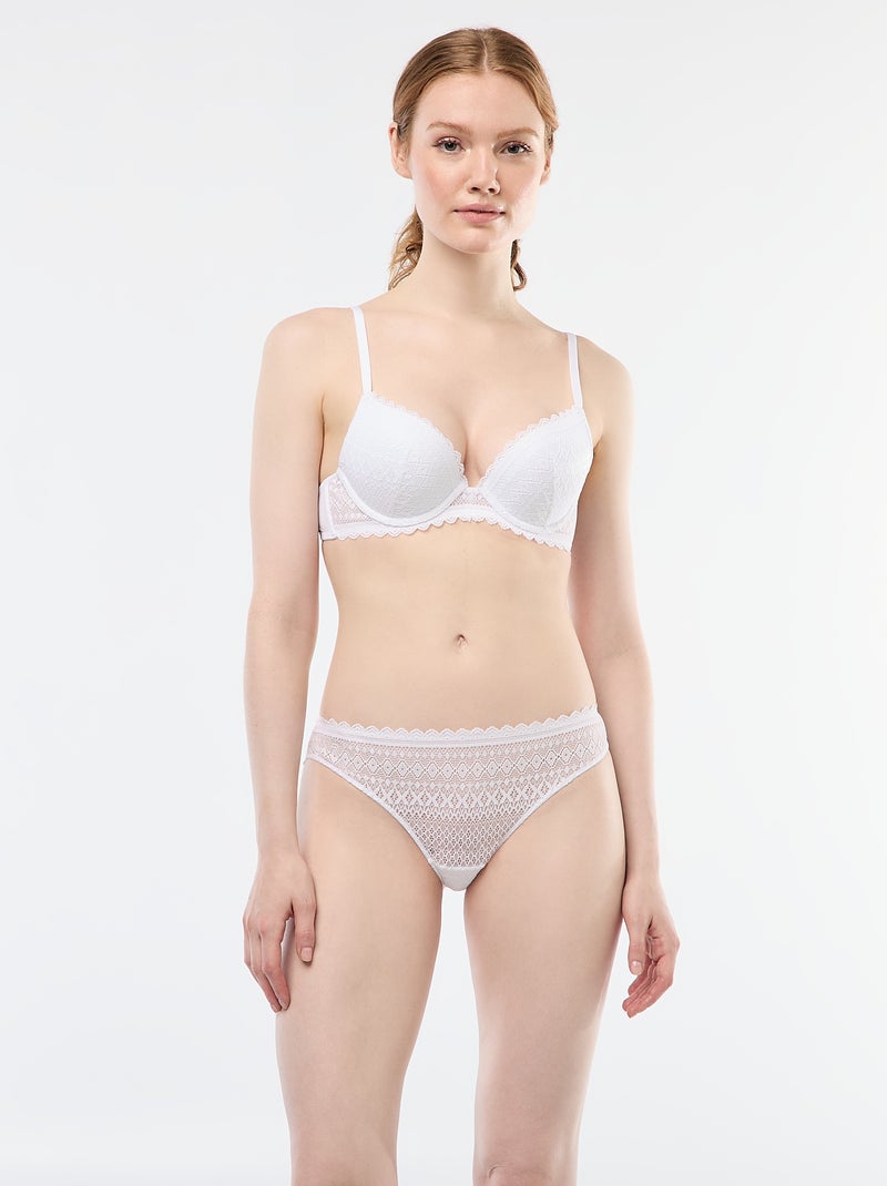 Soutien-gorge push-up en dentelle Blanc - Kiabi