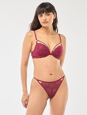 Soutien-gorge push up en dentelle feuillage