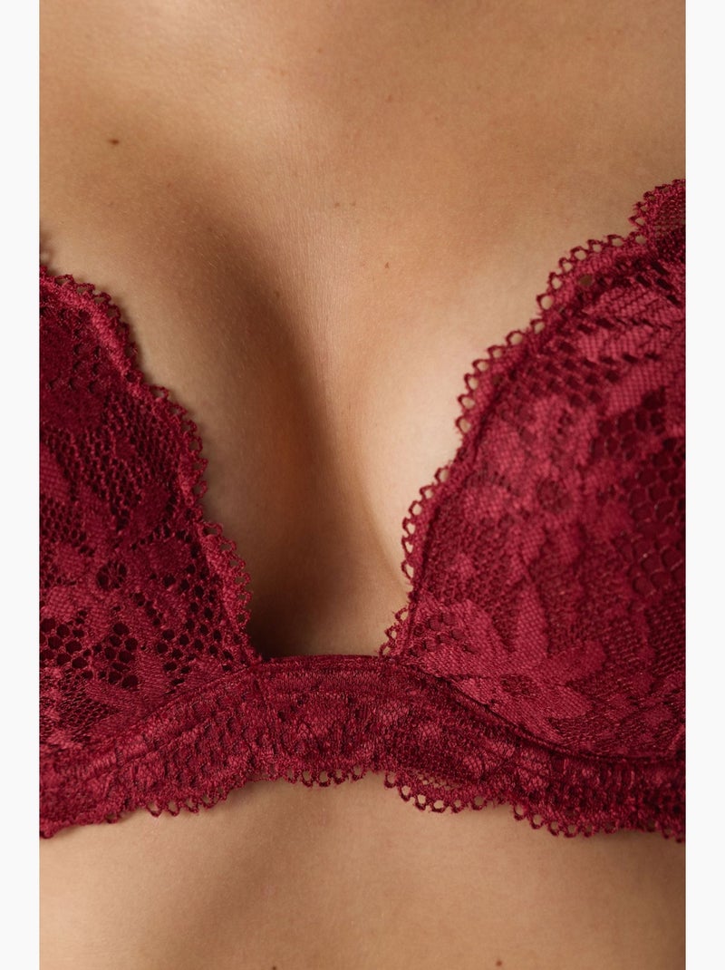 Soutien-gorge push-up en dentelle intense penti Rouge bordeaux - Kiabi