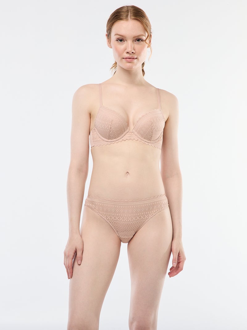 Soutien-gorge push-up en dentelle Rose - Kiabi