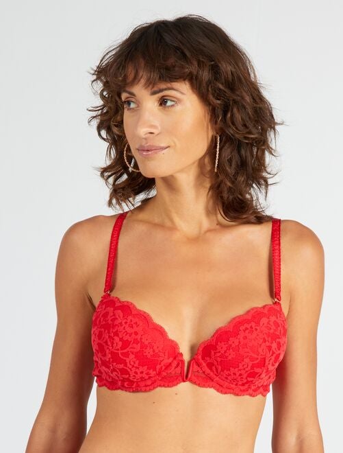 Soutien-gorge push up en dentelle velours - Kiabi