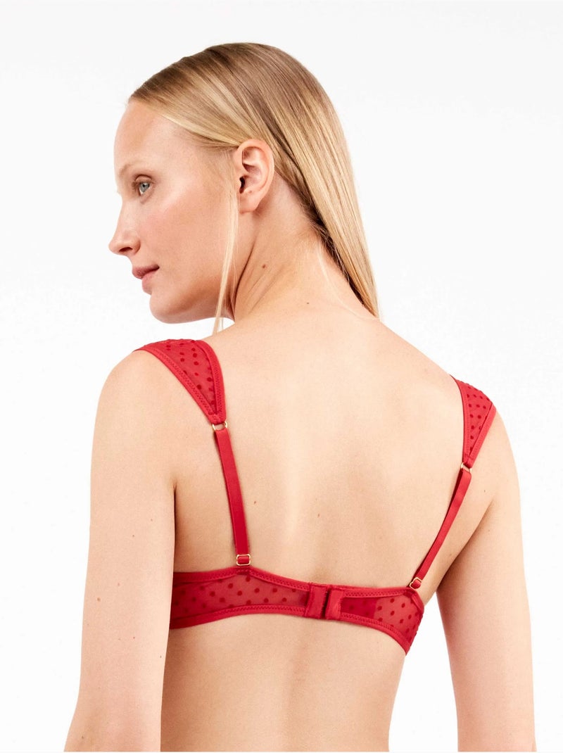 Soutien-gorge push up en tulle plumetis Rouge - Kiabi