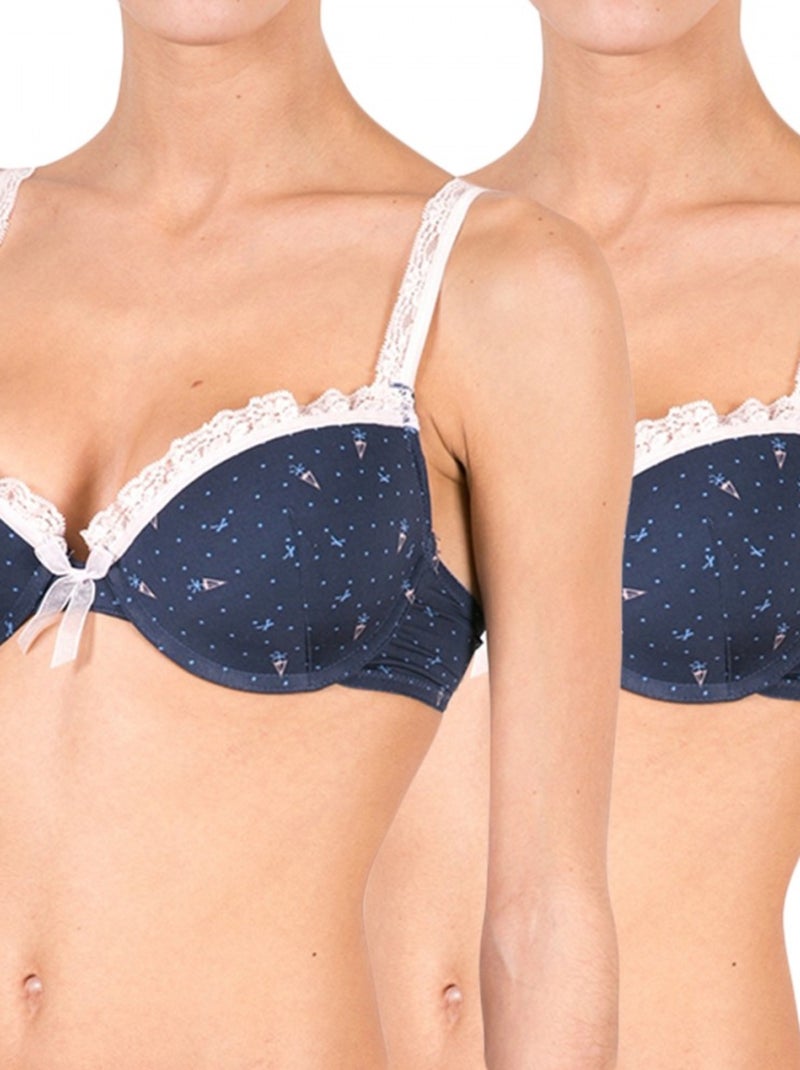 Soutien-gorge push-up femme lot de 2 Bleu marine - Kiabi