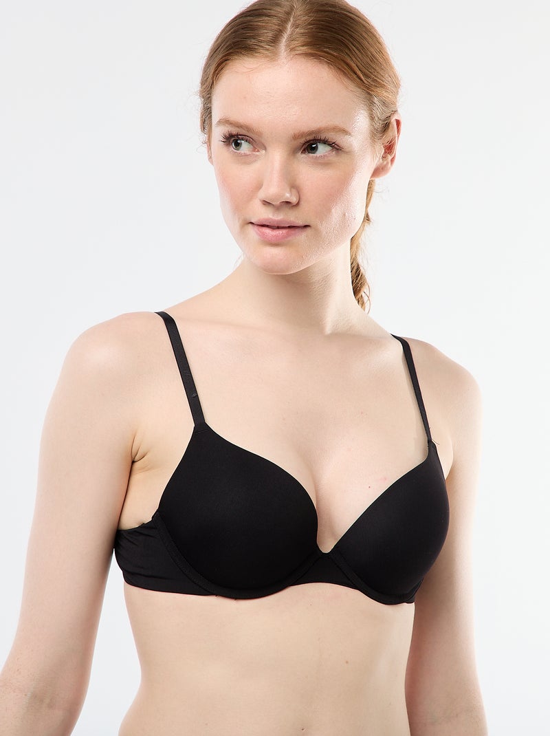 Soutien-gorge push-up invisible en microfibre Noir - Kiabi