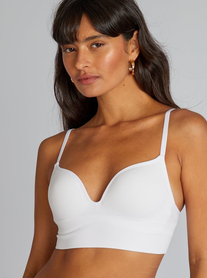 Soutien-gorge push up maille côtelée blanc - Kiabi