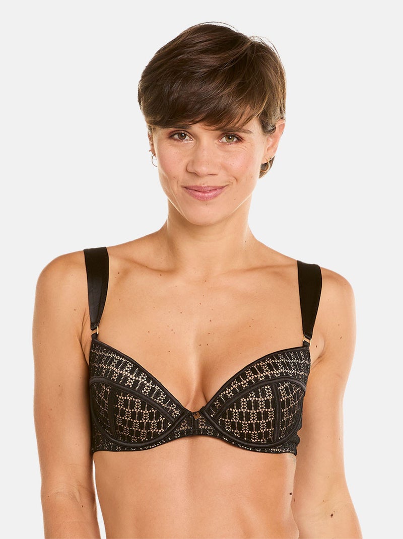 Soutien-gorge push-up MERVEILLEUX - Camille Cerf & Pomm'Poire Noir - Kiabi