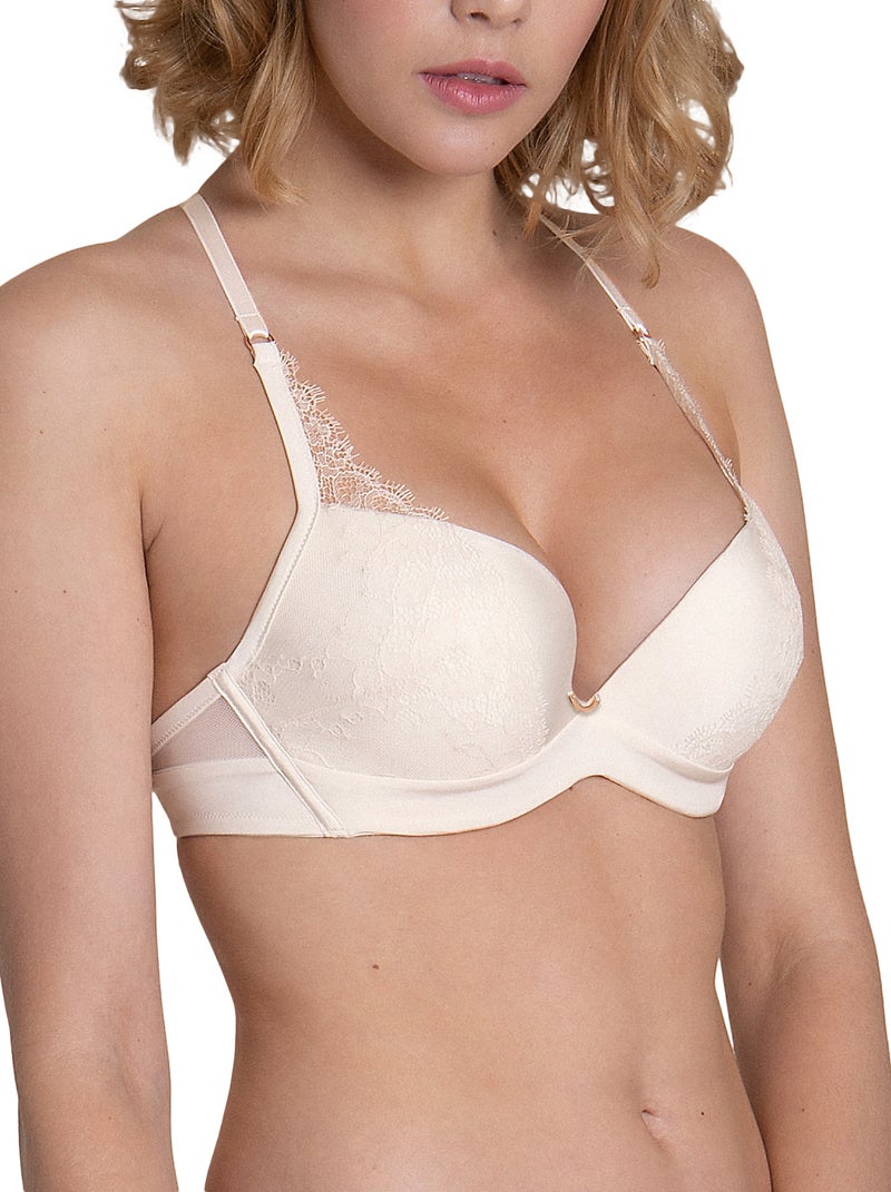 Soutien-gorge push-up multipositions Rose mariage ivoire Ecru - Kiabi